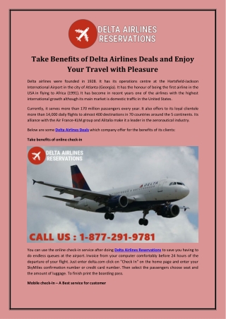 Take Benefits of Delta Airlines Deals and Enjoy Your Travel with Pleasure