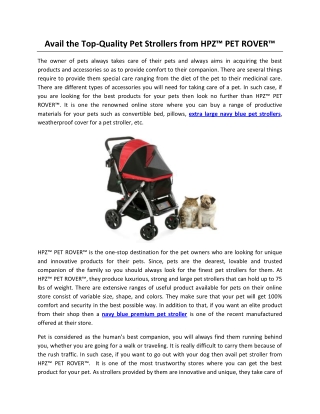 Avail the Top-Quality Pet Strollers from HPZ™ PET ROVER™