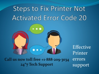 Steps to Fix Printer Not Activated Error Code 20