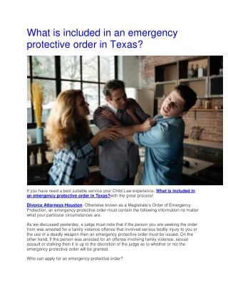 What is included in an emergency protective order in Texas?