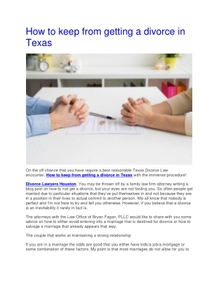 How to keep from getting a divorce in Texas