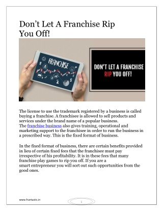 Don’t Let A Franchise Rip You Off!
