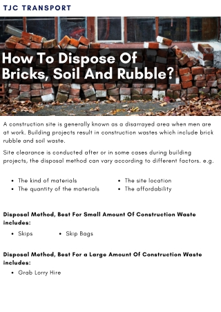How To Dispose Of Bricks, Soil And Rubble
