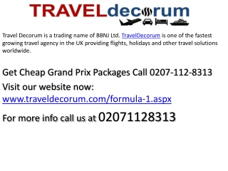 Book Cheap Grand prix Packages & formula 1 holiday packages