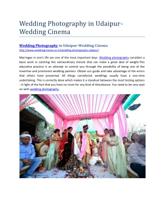 Wedding Photography in Udaipur-Wedding Cinema