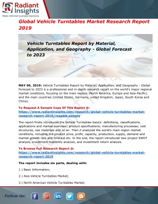 Global Vehicle Turntables Market Anticipated to Grow at a Significant Pace by 2023: Radiant Insights Inc