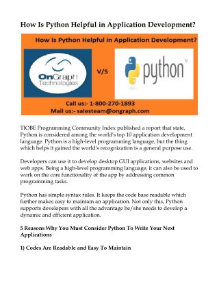 How Is Python Helpful in Application Development?