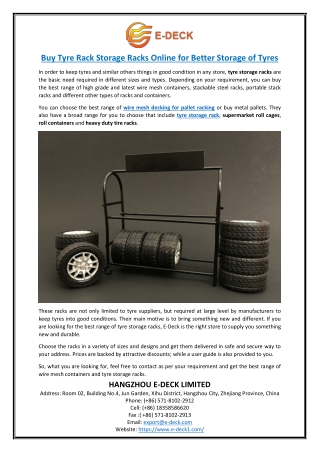 Buy Tyre Rack Storage Racks Online for Better Storage of Tyres