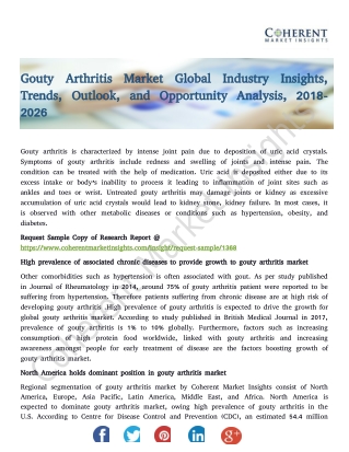 Gouty Arthritis Market Global Industry Insights, Trends, Outlook, and Opportunity Analysis, 2018-2026