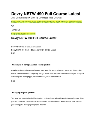 Devry NETW 490 Full Course Latest