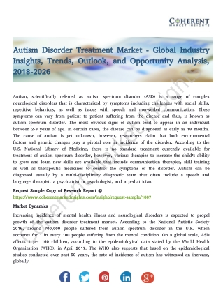 Autism Disorder Treatment Market - Trends, Outlook, and Opportunity Analysis, 2018-2026