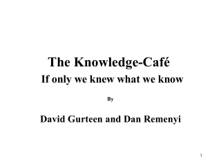 Introduction to the Knowledge Cafe