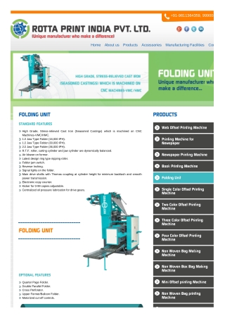 Folding Unit - web offset printing machine