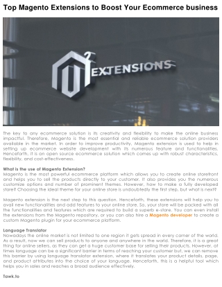 Top Magento Extensions to Boost Your Ecommerce business