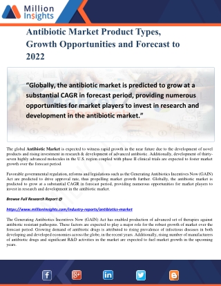 Antibiotic Market Product Types, Growth Opportunities and Forecast to 2022