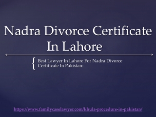 Nadra Divorce Certificate In Lahore | Advocate Nazia