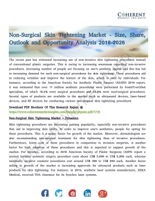 Non-Surgical Skin Tightening Market - Size, Share, Outlook and Opportunity Analysis 2018-2026