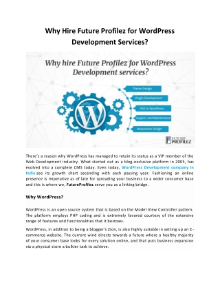 Why Hire Future Profilez for WordPress Development Services?