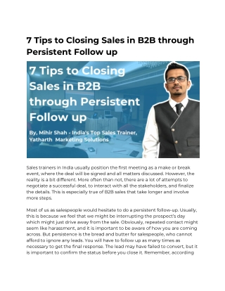 7 Tips to Closing Sales in B2B through Persistent Follow up