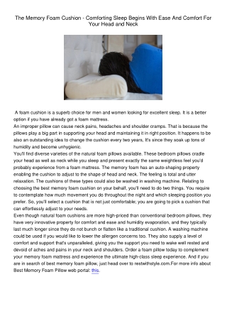 TheMemoryFoamCushion-ComfortingSleepBeginsWithEaseAndComfortForYourHeadandNeck852