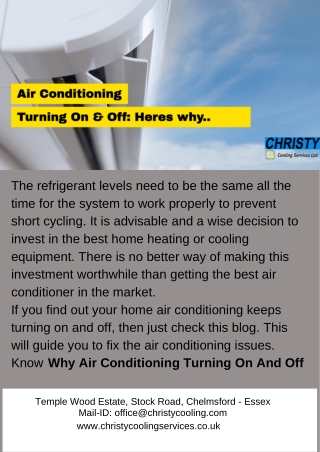 Air Conditioning Turning On And Off Repeatedly