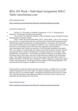 BSA 385 Week 1 Individual Assignment SDLC Table//tutorfortune.com