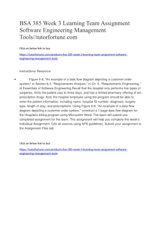 BSA 385 Week 3 Learning Team Assignment Software Engineering Management Tools//tutorfortune.com