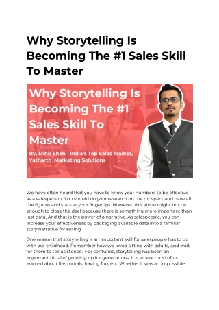 Why Storytelling Is Becoming The #1 Sales Skill To Master