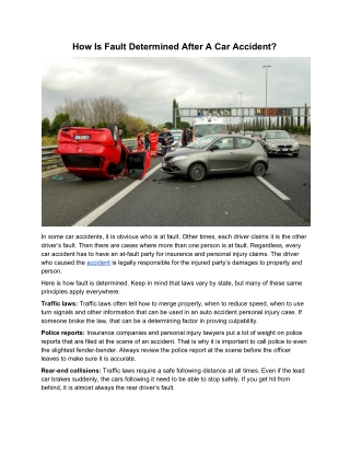 How Is Fault Determined After A Car Accident?