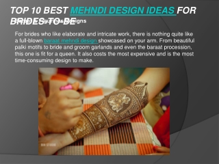 TOP 10 BEST MEHNDI DESIGN IDEAS FOR BRIDES-TO-BE