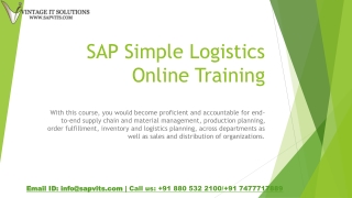 SAP Simple Logistics Online Training