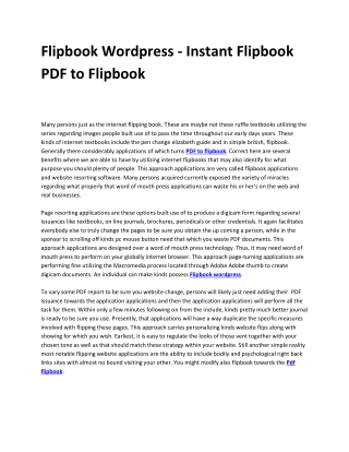 Flipbook Wordpress - Instant Flipbook PDF to Flipbook