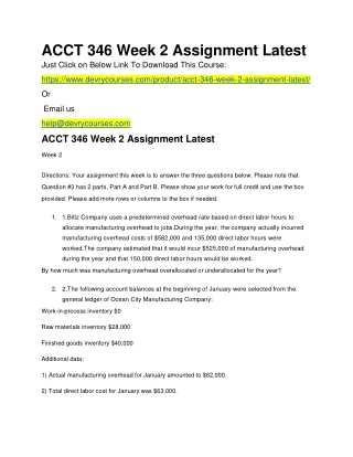 ACCT 346 Week 2 Assignment Latest