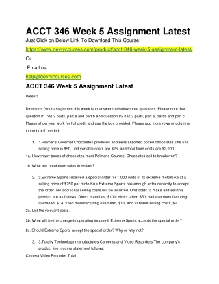 ACCT 346 Week 5 Assignment Latest