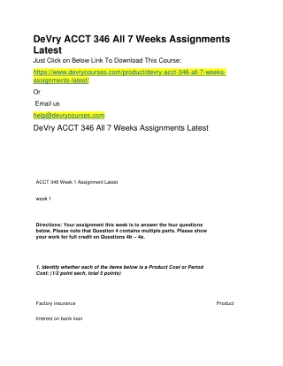 DeVry ACCT 346 All 7 Weeks Assignments Latest