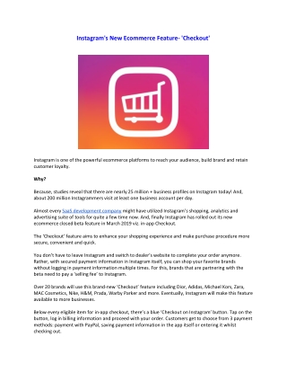 Instagram's New Ecommerce Feature- 'Checkout'