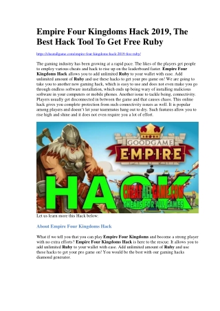 Empire Four Kingdoms Hack 2019, The Best Hack Tool To Get Free Ruby