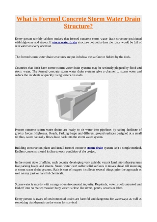 What is formed Concrete Storm Water Drain Structure?