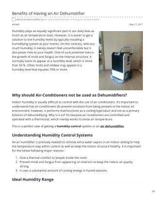 BENEFITS OF HAVING AN AIR DEHUMIDIFIER. #airdehumidifier