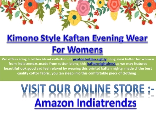 Kimono Style Kaftan Evening Wear For Womens