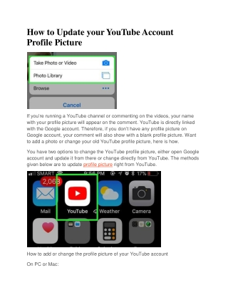 How to Update your YouTube Account Profile Picture