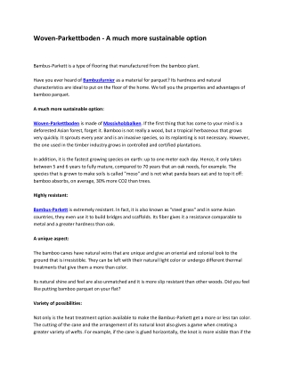 Woven-Parkettboden - A much more sustainable option