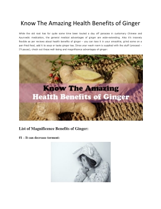 Know The Amazing Health Benefits of Ginger