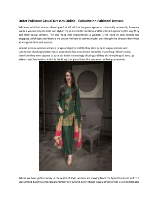 Order Pakistani Casual Dresses Online - Exclusiveinn Pakistani Dresses