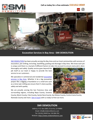 Excavation Services in Bay Area - SMI DEMOLITION