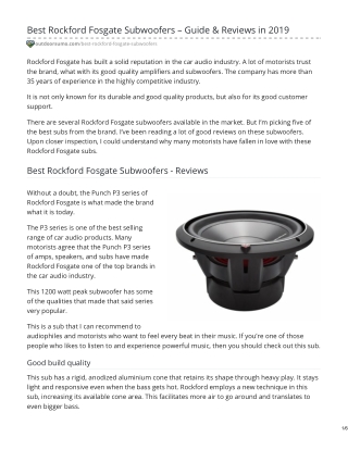 rockford fosgate r2 review - rockford fosgate subs review - rockford 10 subwoofer