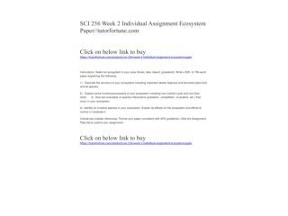 SCI 256 Week 2 Individual Assignment Ecosystem Paper//tutorfortune.com