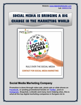 Social Media Marketing Company Bringing A Big Change In The Marketing World