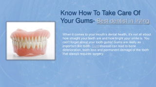 Know How To Take Care Of Your Gums- Best dentist in Irving