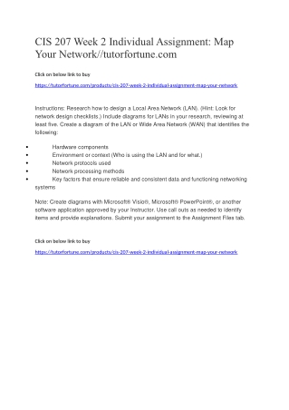 CIS 207 Week 2 Individual Assignment: Map Your Network//tutorfortune.com